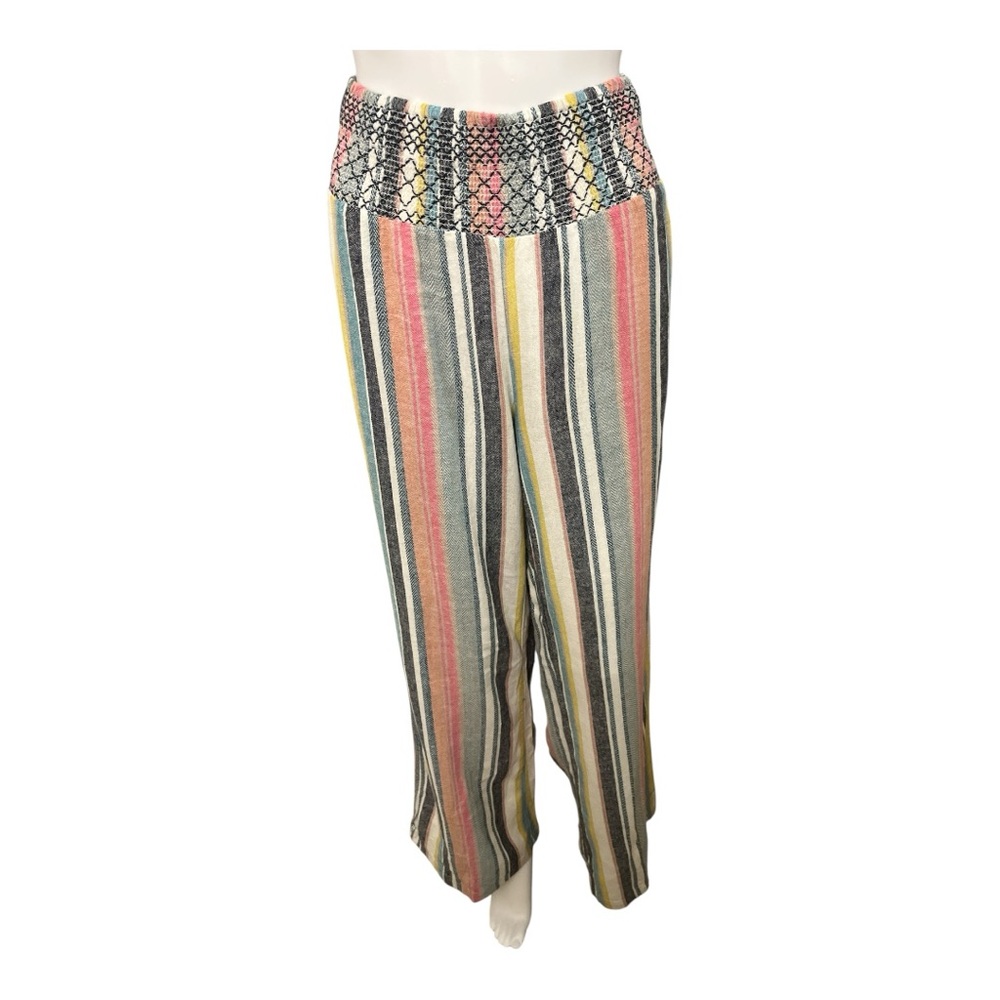 Indigo Rein Striped Multicolor Linen Pants Size M